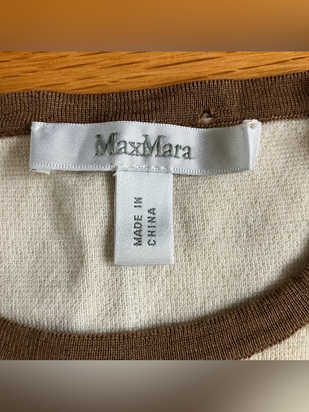 MaxMara Cream Brown Knit Wool Minimalist Sophisticate Sweater XS Extra Small - Picture 3 of 10
